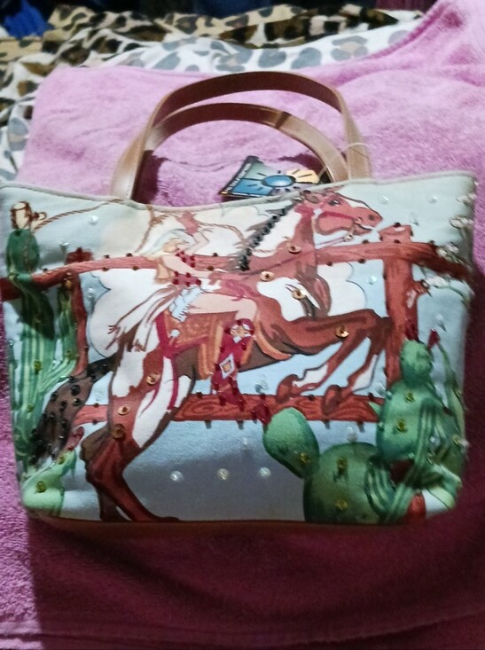 No Boundaries Handbags - Western Horse and Cowgirl Print Small Bag NWT